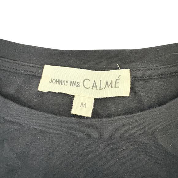 Johnny Was CALMÉ Pom Pom Tee Long Sleeve M Bamboo Organic Cotton USA Boho - Picture 4 of 7